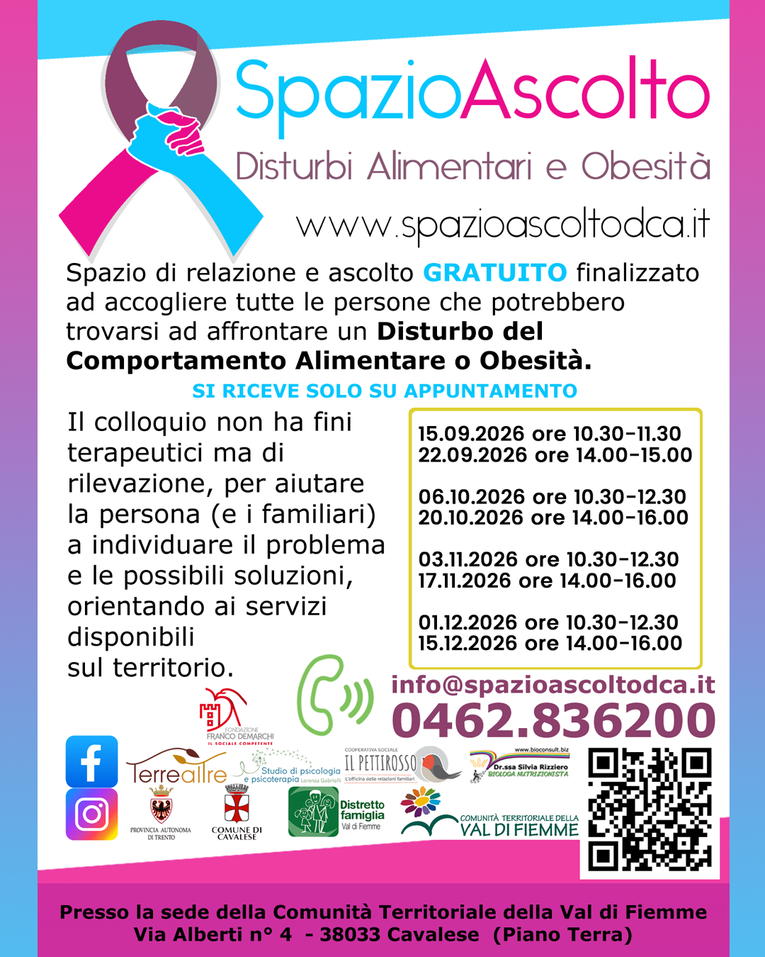 Volantino Spazio Ascolto DCA Cavalese date 2026